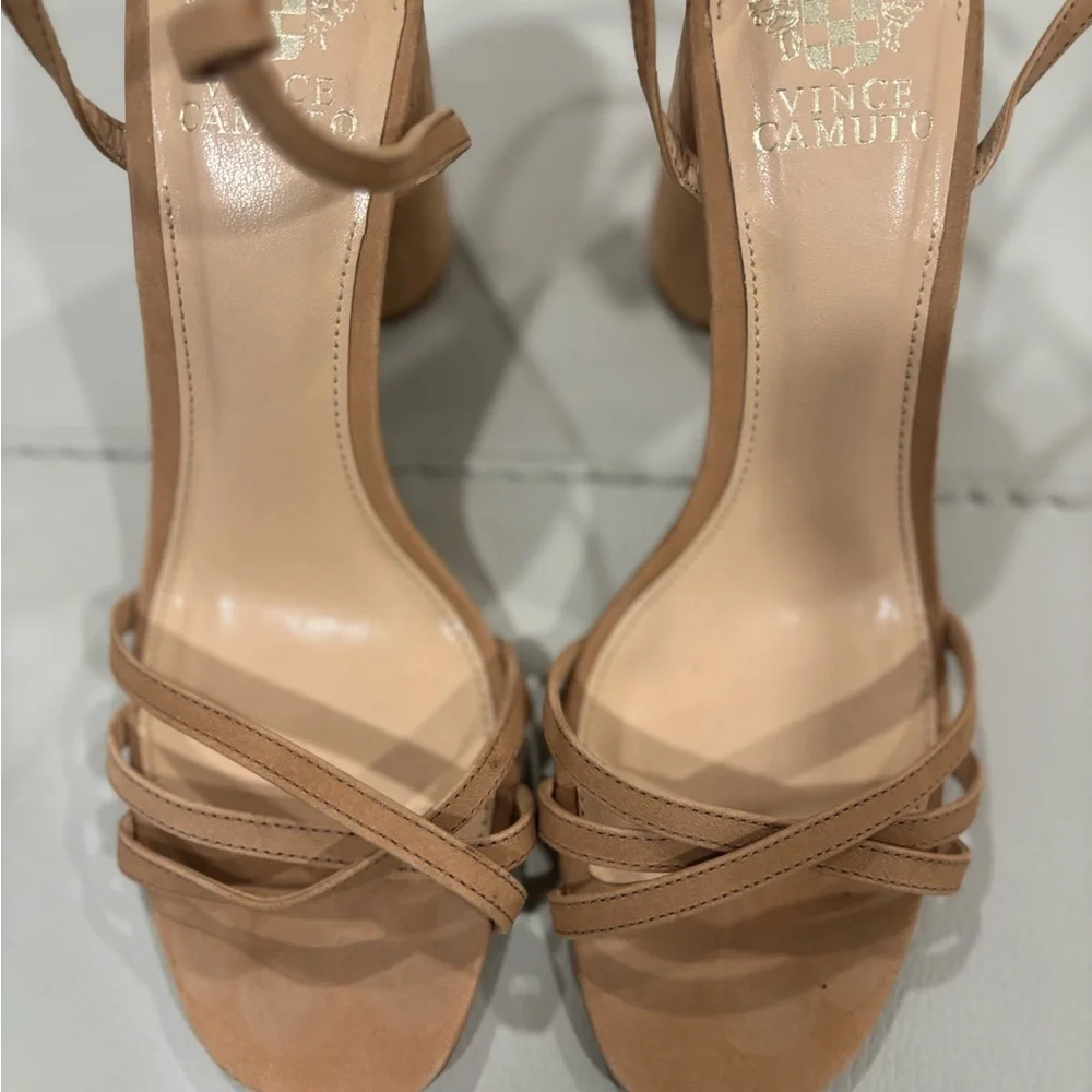 Women's Vince Camuto Kantiel High Heel Ankle Strap Sandal Pump Amendoa Nude - Picture 8 of 12